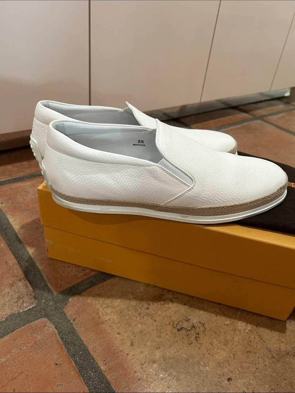 Men’s Tod's White Pebbled Leather Slip-On Loafers